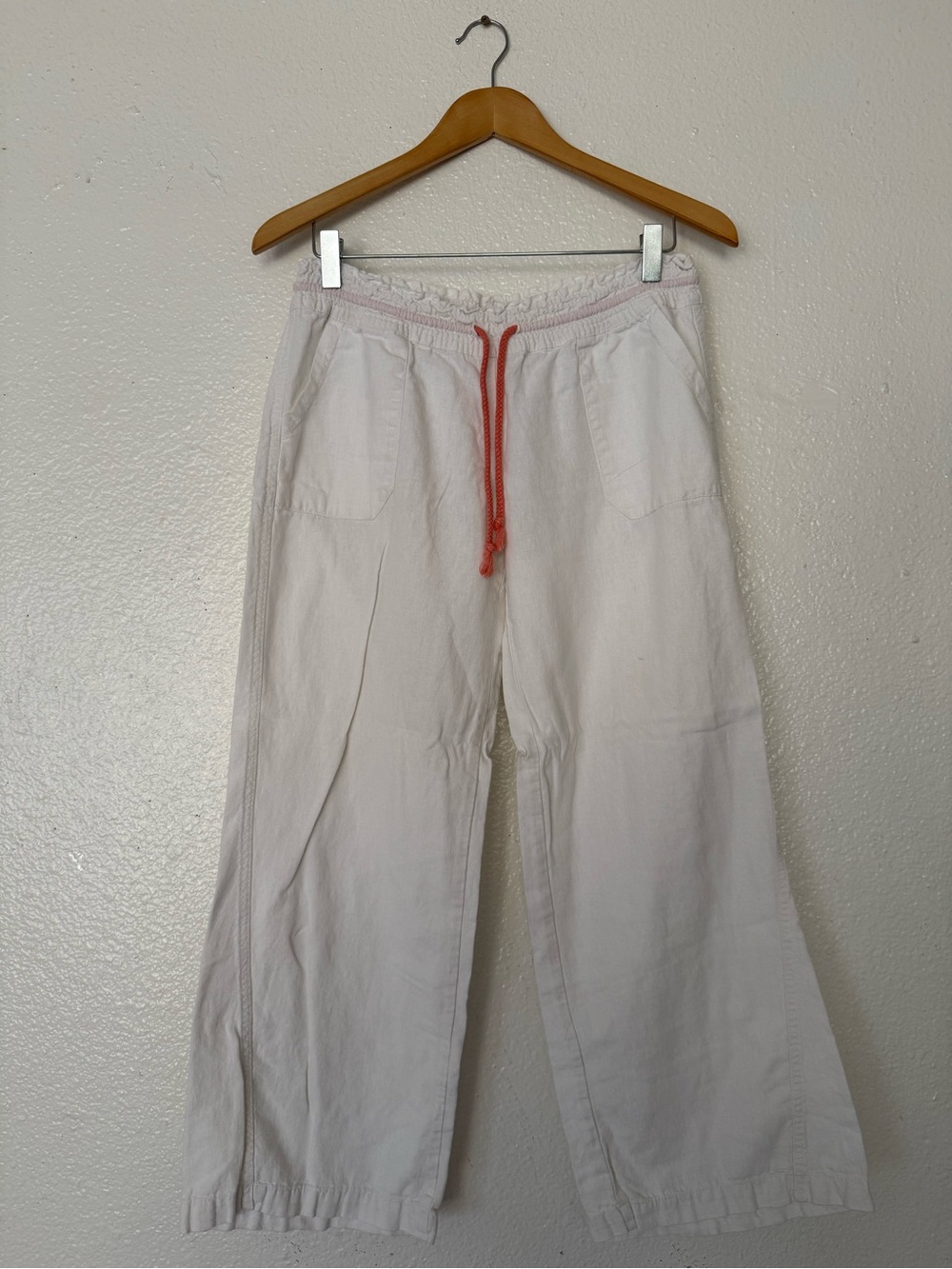 Kiss & cry Wide Leg Cotton Drawstring Pants in Off-White women’s size M